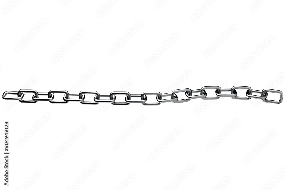Long Silver Metal Chain with Links. 3D render Long Silver Metal Chain with Links. 3D render