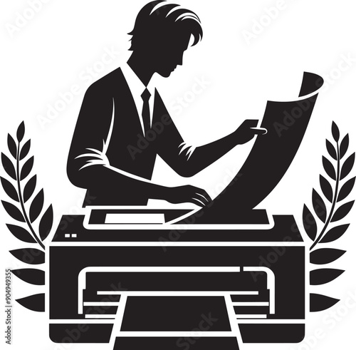 Digital printer silhouette vector isolated on a white background 