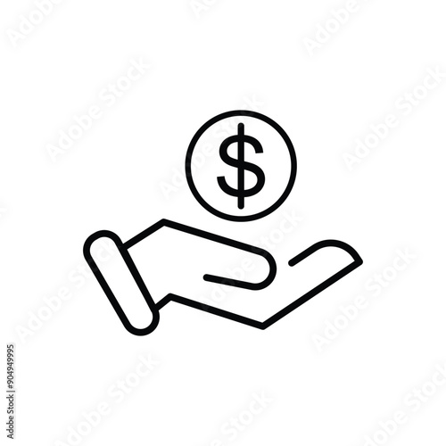 Money income thin line icon set. Containing profit, financial analysis data, finance graph, growth, investment, chart, fund, payment, revenue, statistic, earnings, management, isolated with background