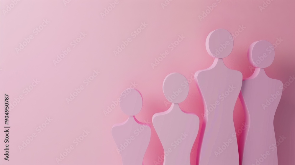 3D women's day mockup with empty space, minimalism, pastel colors, flat style