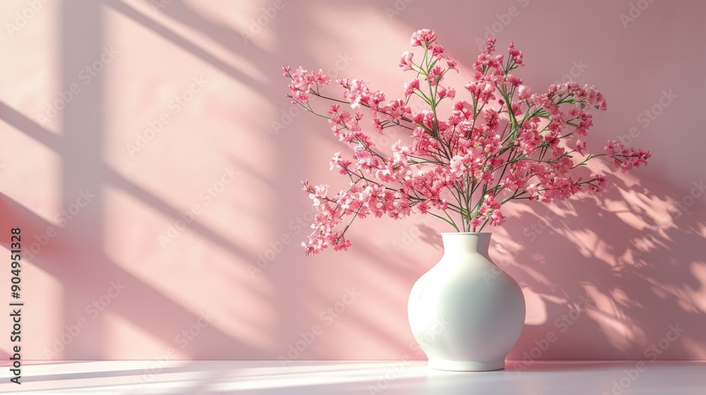 3D women's day mockup with empty space, minimalism, pastel colors, flat style