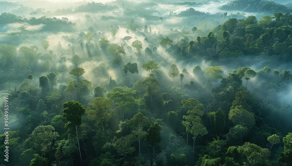 beautiful view of morning mist in the rainforest beautiful view of morning mist in the rainforest