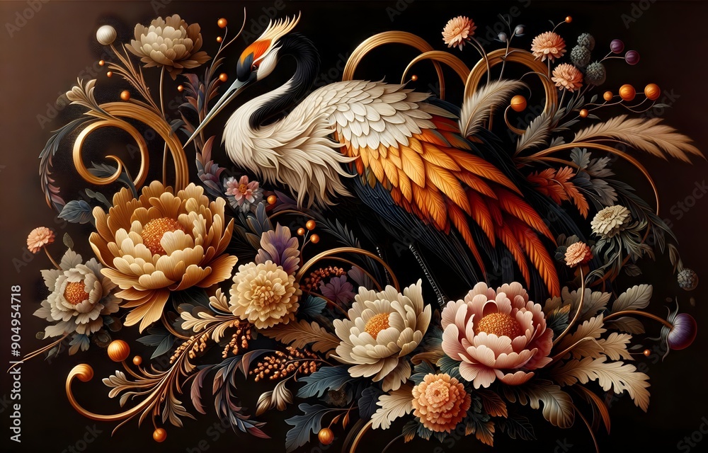 Grullas Elegantes en Jardines Florales