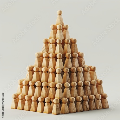 A 3D illustration of a group of 3D icons forming a pyramid, symbolizing the hierarchy and structure in entrepreneurial organizations.
