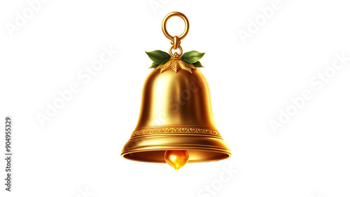 isolated gold bell. 3d bell realistic illustration