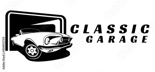 classic garage car illustration logo icon vector