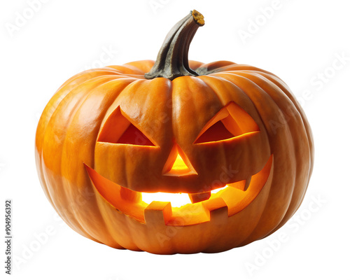 Halloween pumpkin head on isolated PNG background. photo