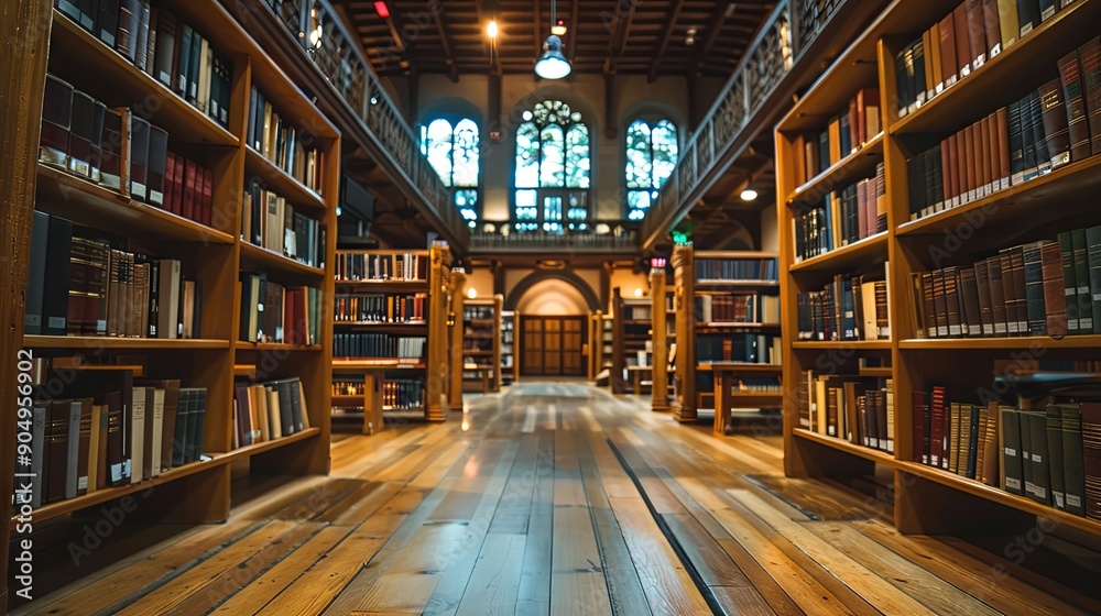 Fototapeta premium Library filled with books and study tables