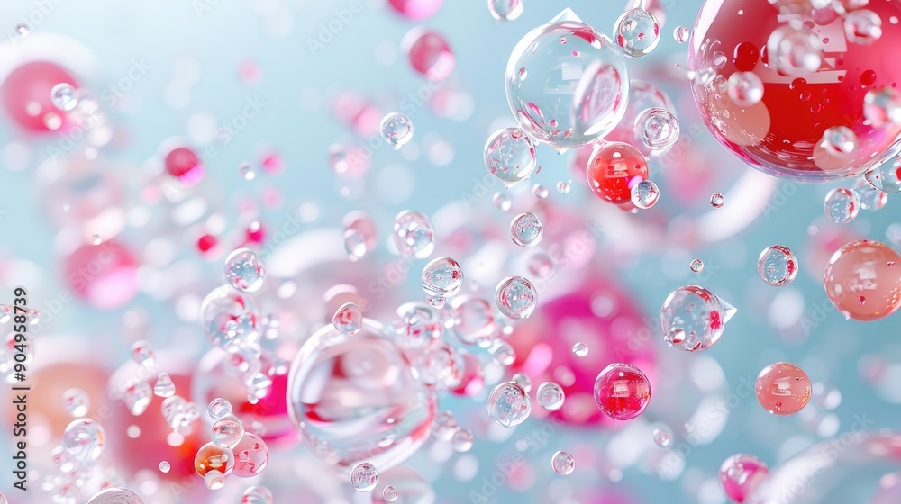 Soft Background with Floating Cosmetic Molecules Soft Background with Floating Cosmetic Molecules