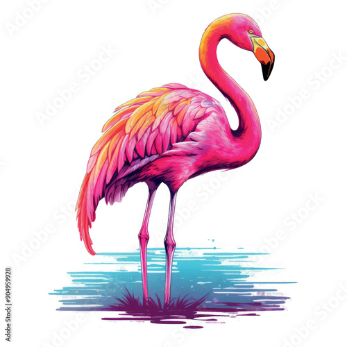 Vibrant flamingo illustration art