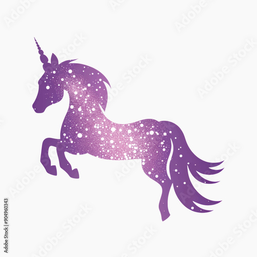 Purple cosmic unicorn silhouette