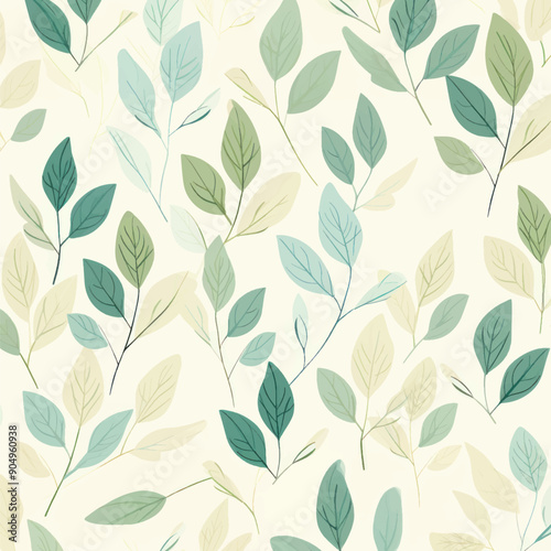 Wallpaper Mural Elegant botanical leaf pattern Torontodigital.ca