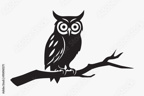 Stylized owl on branch