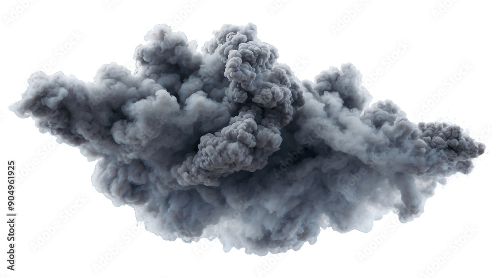 Grey smoke explosion transparent background