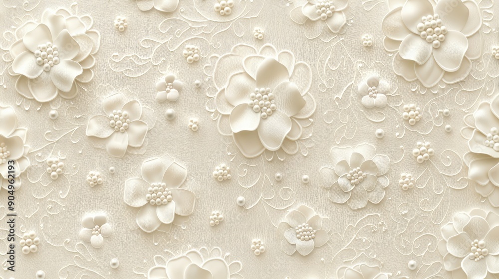 a delicate lace pattern with floral motifs and pearls background a delicate lace pattern with floral motifs and pearls background