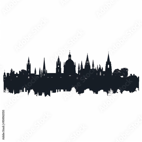 silhouetten, silhouette, stadt, vektor, bauwerk, oxford, london, architektur, london, 