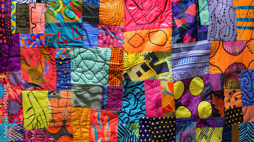 Whimsical Patchwork of Colorful Elements AI Generative