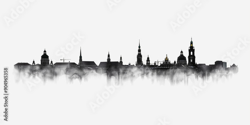 dresden, germany, city, skyline, silhouetten, stadt, silhouette, bauwerk, heckscheibenaufkleber, aufkleber, vorlage, umriß, kanten, vektor, verwischt, staub, auferstehung, explosion, shiloue