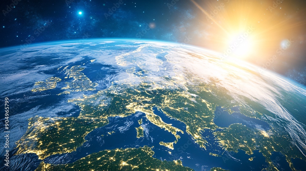 Planet Earth - Europe with business elements Planet Earth - Europe with business elements