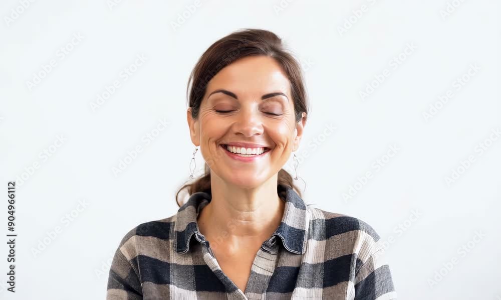 Portrait of a happy young woman smiling at the camera over white background Portrait of a happy young woman smiling at the camera over white background