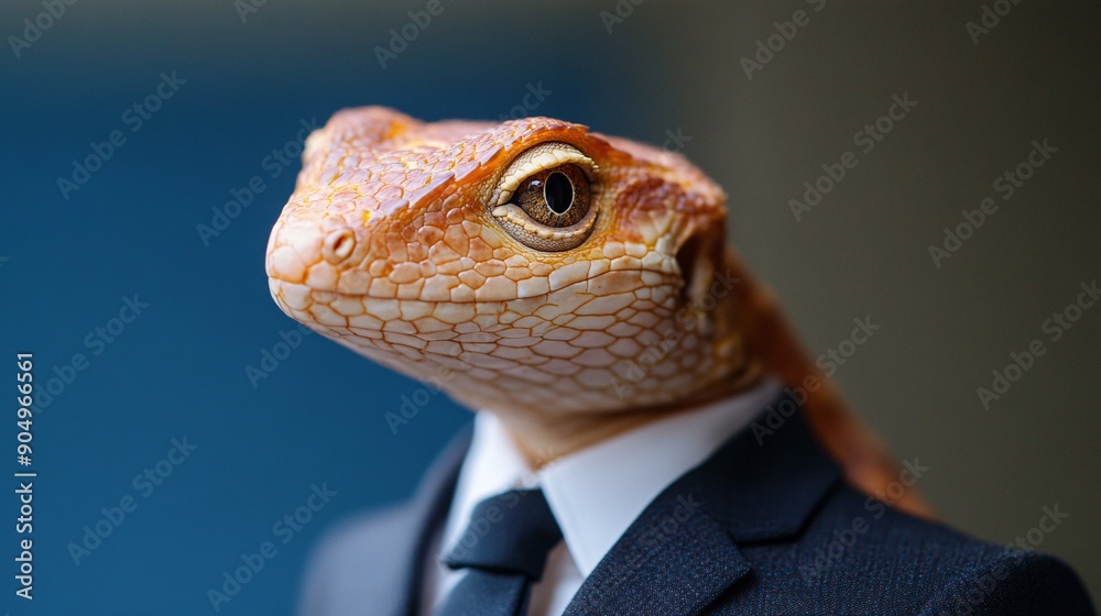 Portrait of lizard dressed in formal business suit Portrait of lizard dressed in formal business suit