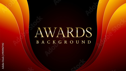 Red orange and golden awards graphics background. Elegant orange premium template design. Wedding invitation card. Engagement ceremony invite. Luxury premium corporate abstract design template.