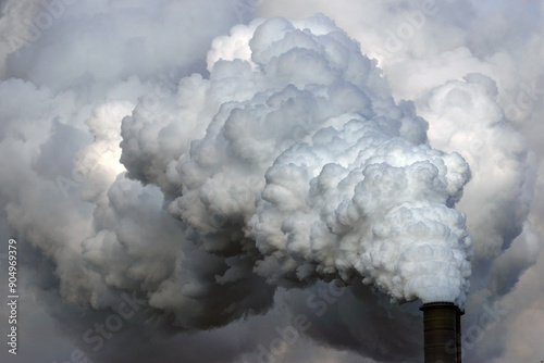 Moorburg power plant, chimney with exhaust cloud, Hamburg, Germany, Europe photo