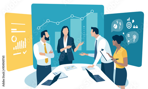 Strategy. Teamwork. Growth. Business vector illustration.
