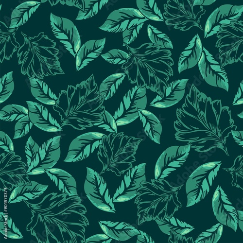 Elegant Green Foliage Seamless Pattern