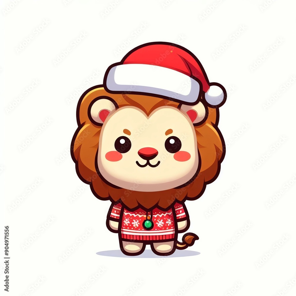 Lion cartoon in christmas Lion cartoon in christmas