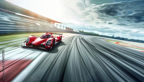 Dynamic capture agile car racing on track, exemplifying speed in competitive environment