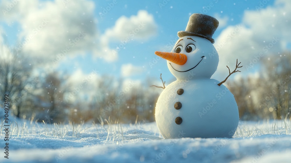 Obraz premium Joyful Group of Snowmen in a Winter Wonderland