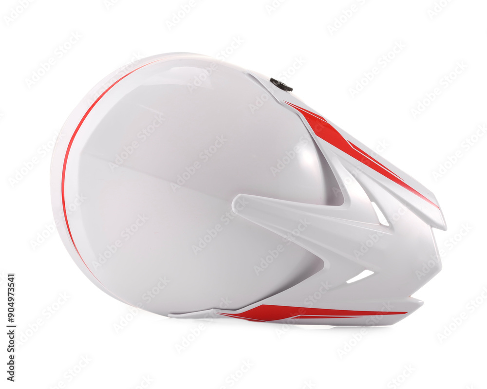 Fototapeta premium New stylish motorcycle helmet isolated on white