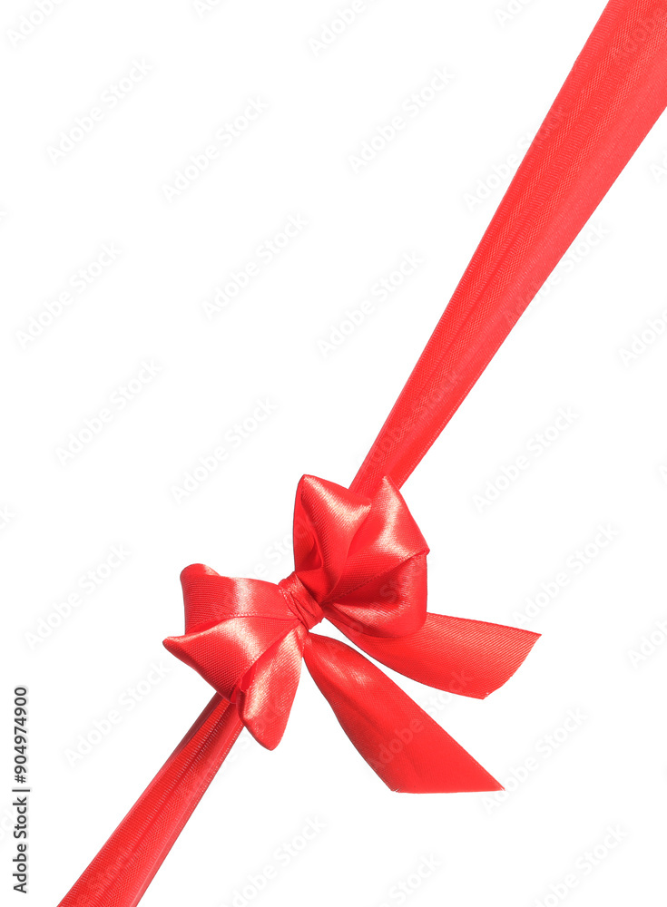 Beautiful red ribbon with bow isolated on white Beautiful red ribbon with bow isolated on white