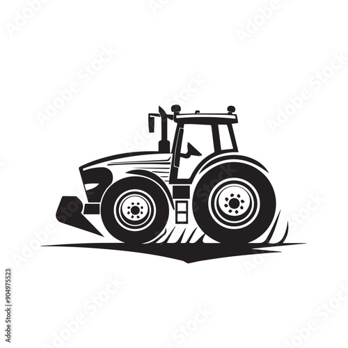 TRACKED TRACTOR in cartoon, doodle style . Image for t-shirt, web, mobile apps and ui. Isolated 2d vector illustration in logo, icon, sketch style, Eps 10, black and white. AI Generative