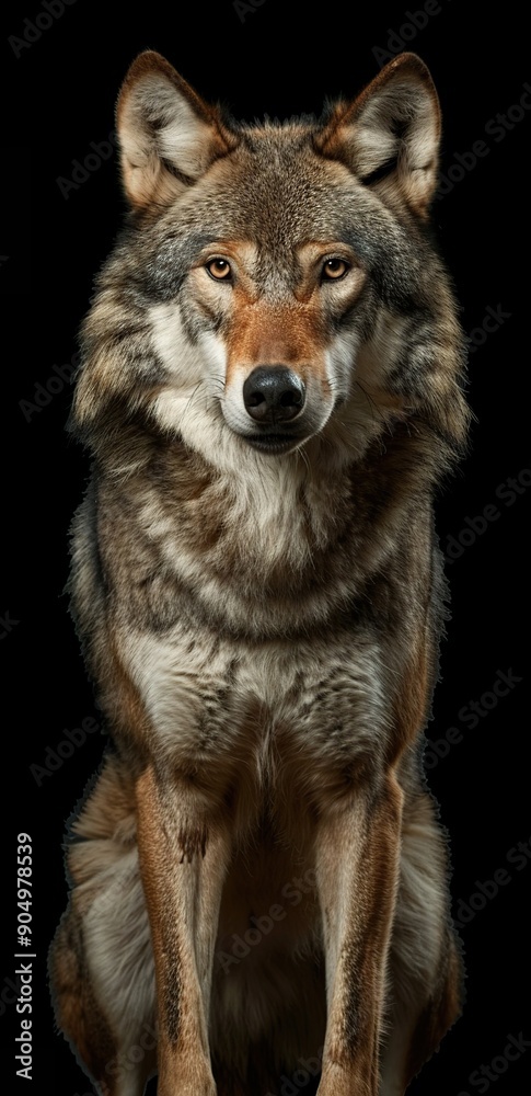 Portrait of Gray Wolf (Canis lupus) isolated on black background Portrait of Gray Wolf (Canis lupus) isolated on black background