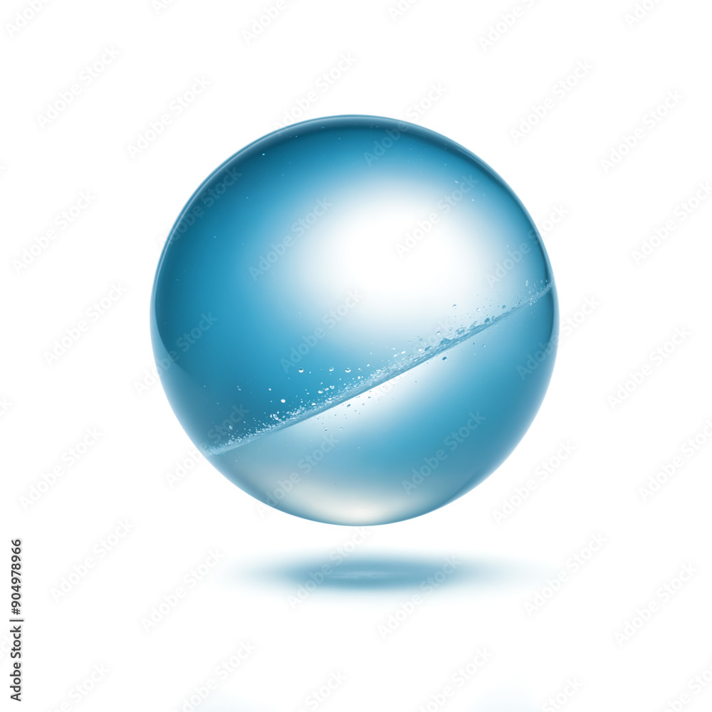 blue orb sphere floating on bright white background