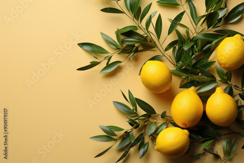 Greeting card with Sukkot festival symbols on orange background photo