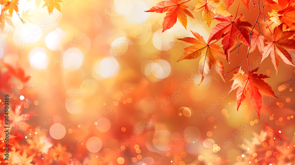 autumn season web banner design with vibrant red and yellow maple leaves against a soft focus light and bokeh background digital illustration autumn season web banner design with vibrant red and yellow maple leaves against a soft focus light and bokeh background digital illustration