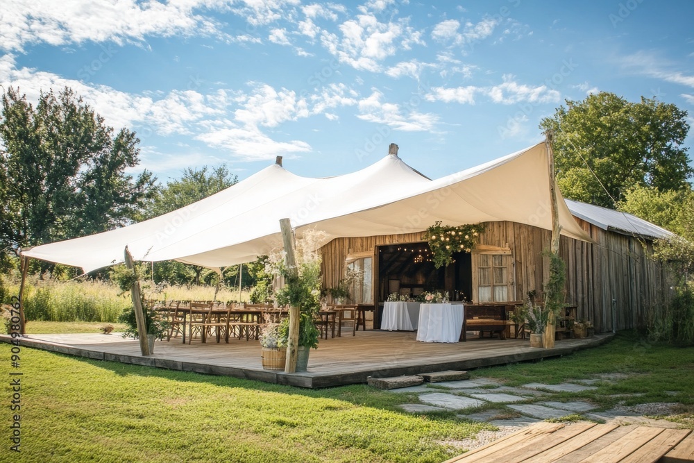 Obraz premium Rustic Wedding Reception Under a Canopy Tent