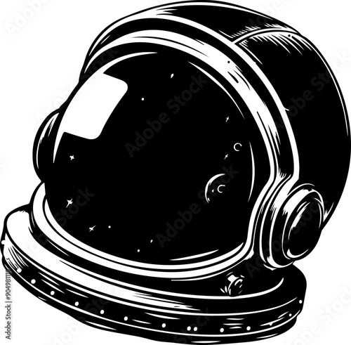 Astronaut helmet silhouette clipart design illustration