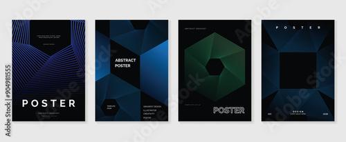 Modern gradient poster background vector set. Minimalist style cover template with vibrant blend line shapes collection. Ideal design for social media, cover, banner, flyer.