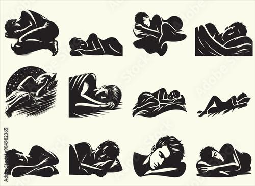 Sleeping Man Silhouette Vector Illustration