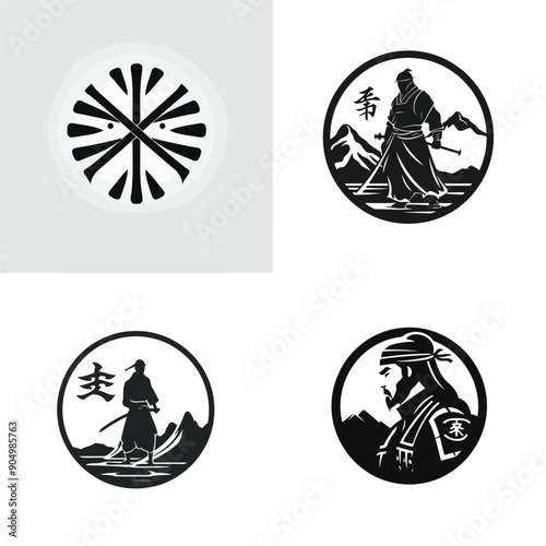 Samurai logo design vector illustration
