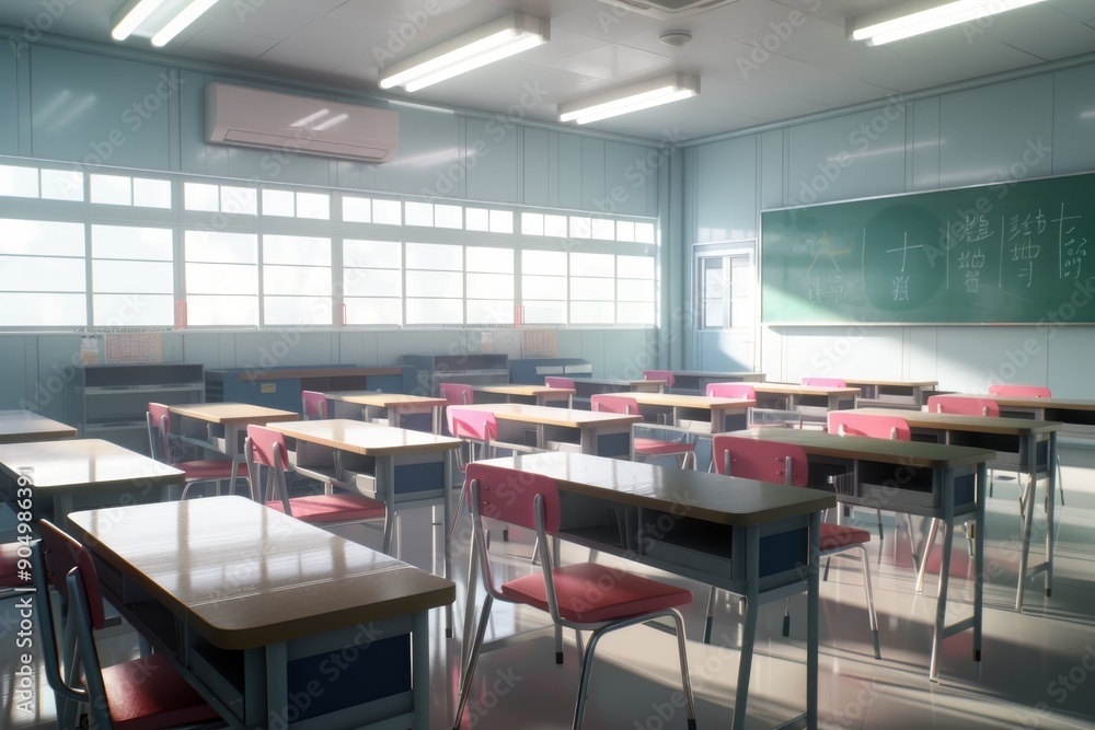 Sunlight Streaming Through Classroom Windows in Autumn Sunlight Streaming Through Classroom Windows in Autumn