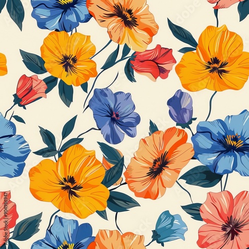 Seamless pattern with flowers. Floral background.