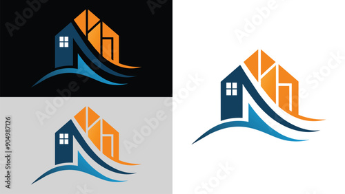 Abstract Real Estate House Design with different colors with fully editable and high quality file
