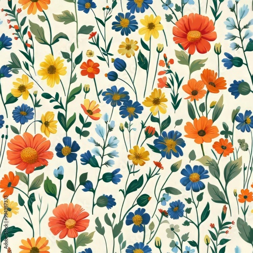 Seamless pattern with flowers. Floral background.