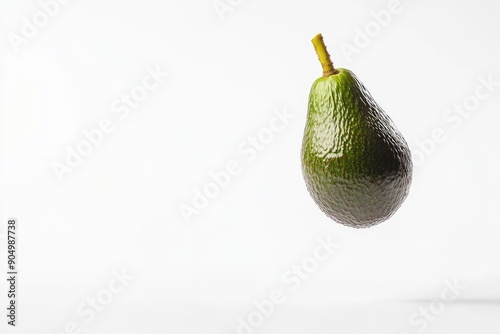 Falling avocado isolated on white background, full depth of field , ai