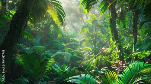 Sunlight Through Lush Tropical Rainforest © maretaarining